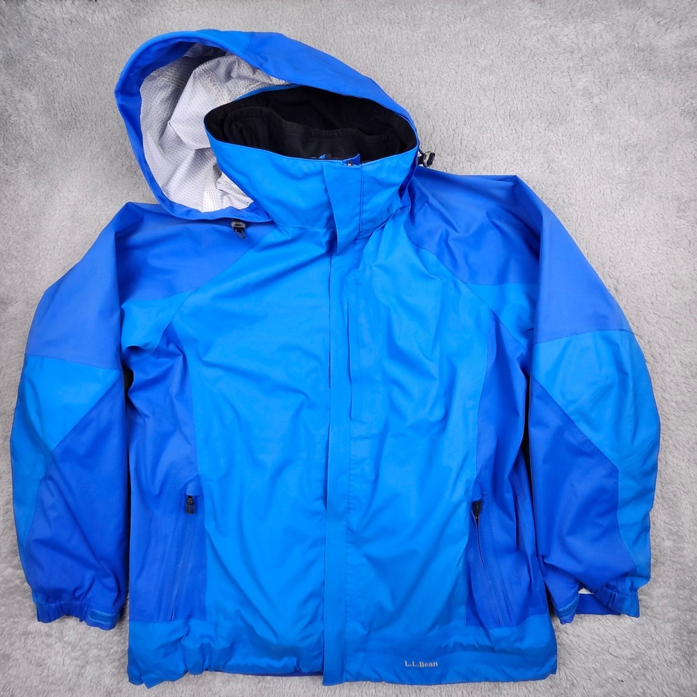 LL Bean Weather Channel Polartec Jacket Mens XL Blue Hooded 3-in-1 Coat FLAW
